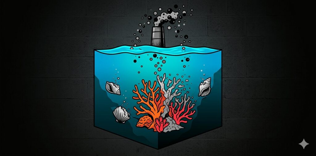 Aquário com CO₂ erodindo corais