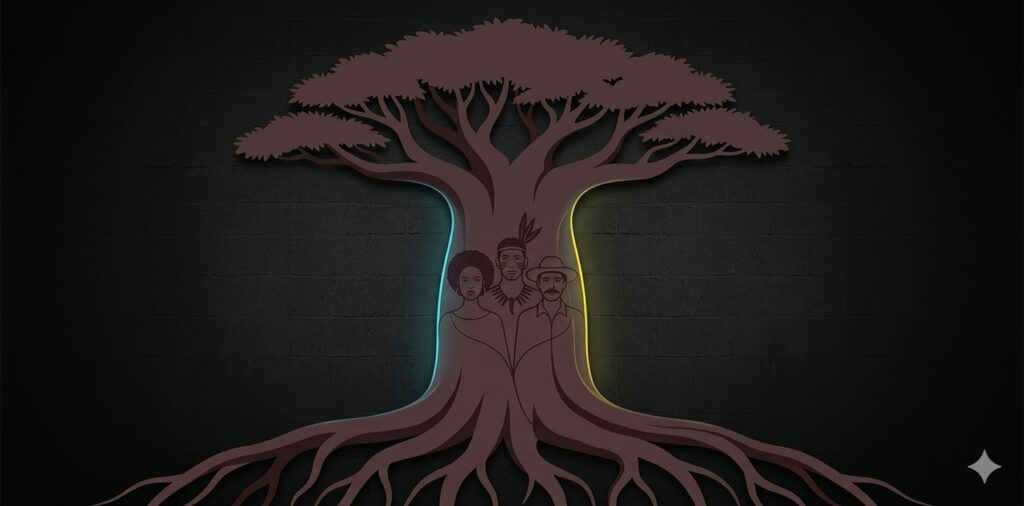 Árvore com raízes ancestrais